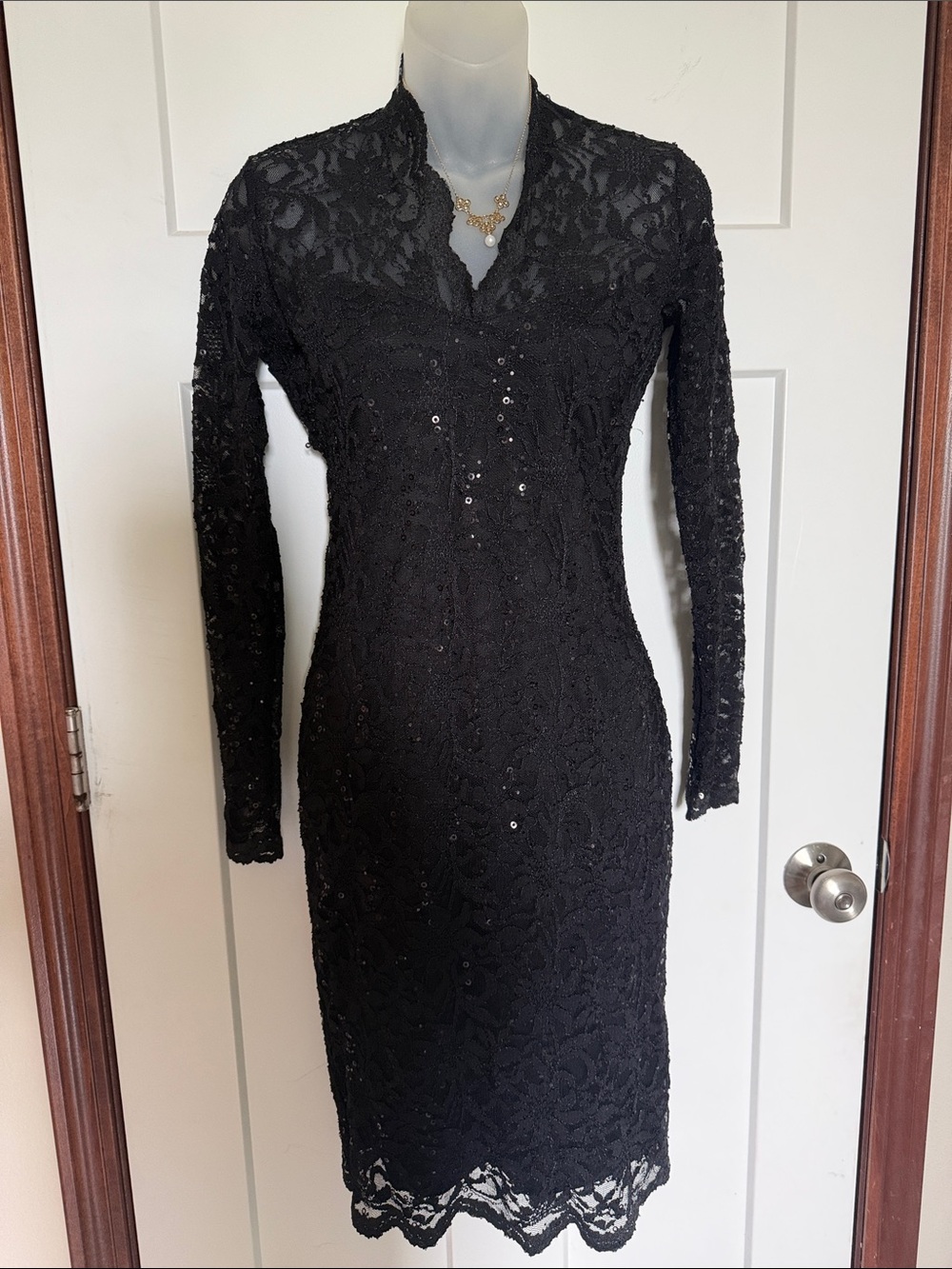 Mariana Black Lace Long Sleeve Sheath Dress